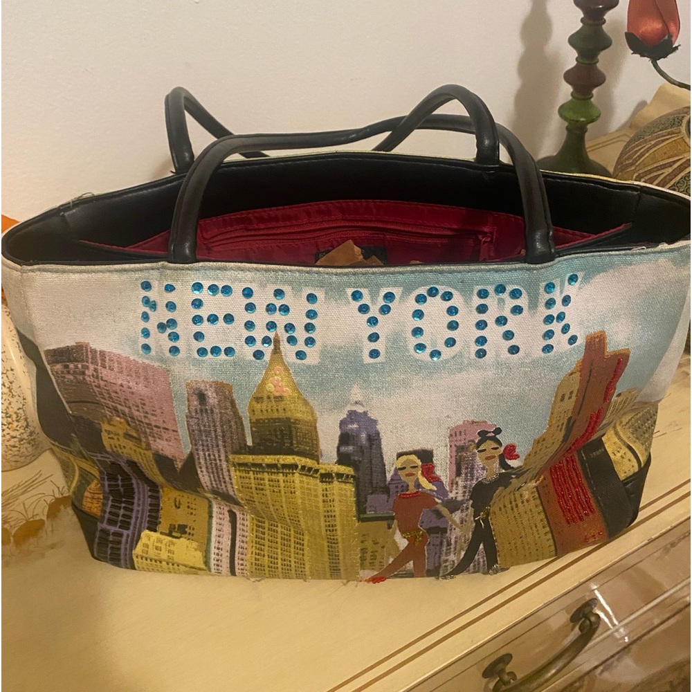 Frankie & Johnnie “New York” Sequined Shoulder Bag Tote Wallet Purse Vintage
